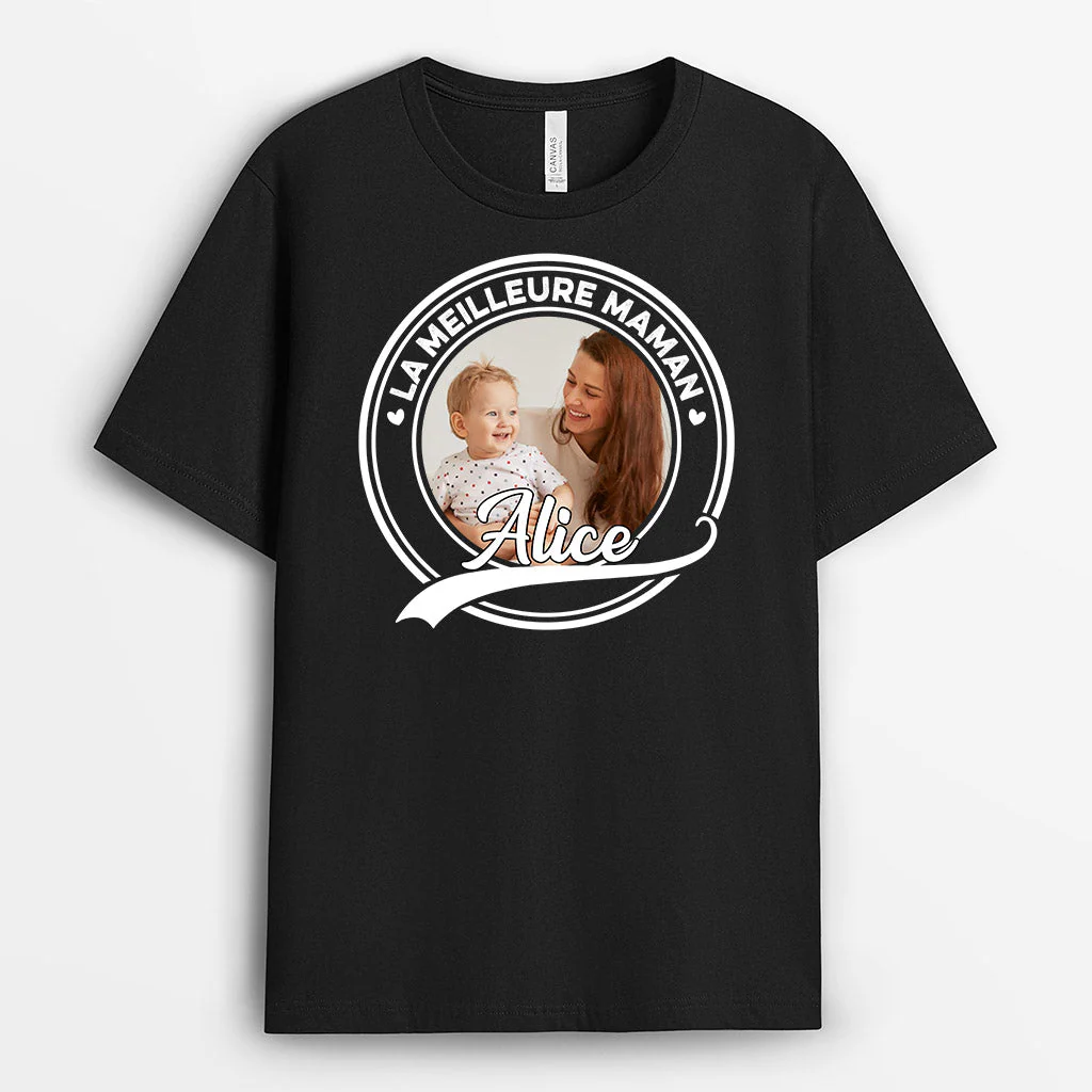 T-shirt La Meilleure Maman Mamie Photo Personnalisé - Image 3