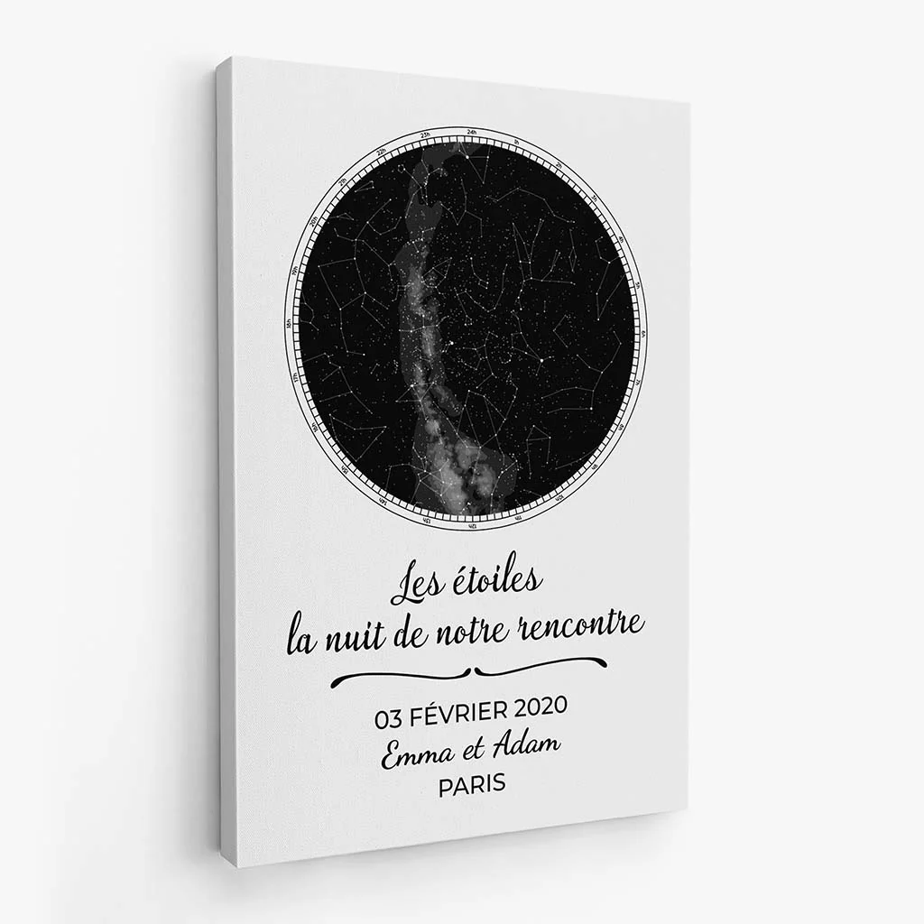 La Nuit De Notre Rencontre Avec Étoiles - Toile Couple Personnalisable - Image 2