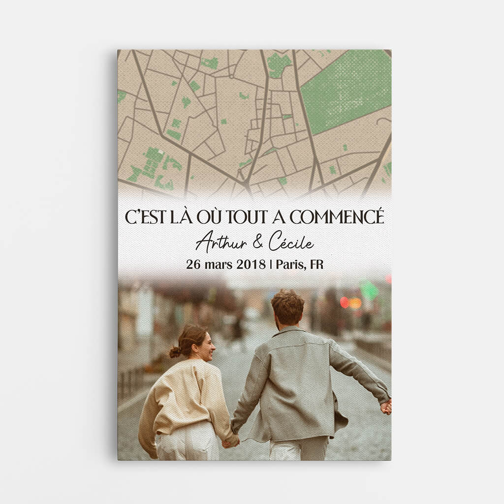 Toile Couple Personnalisé Avec Photo- Là Où Tout A Commencé