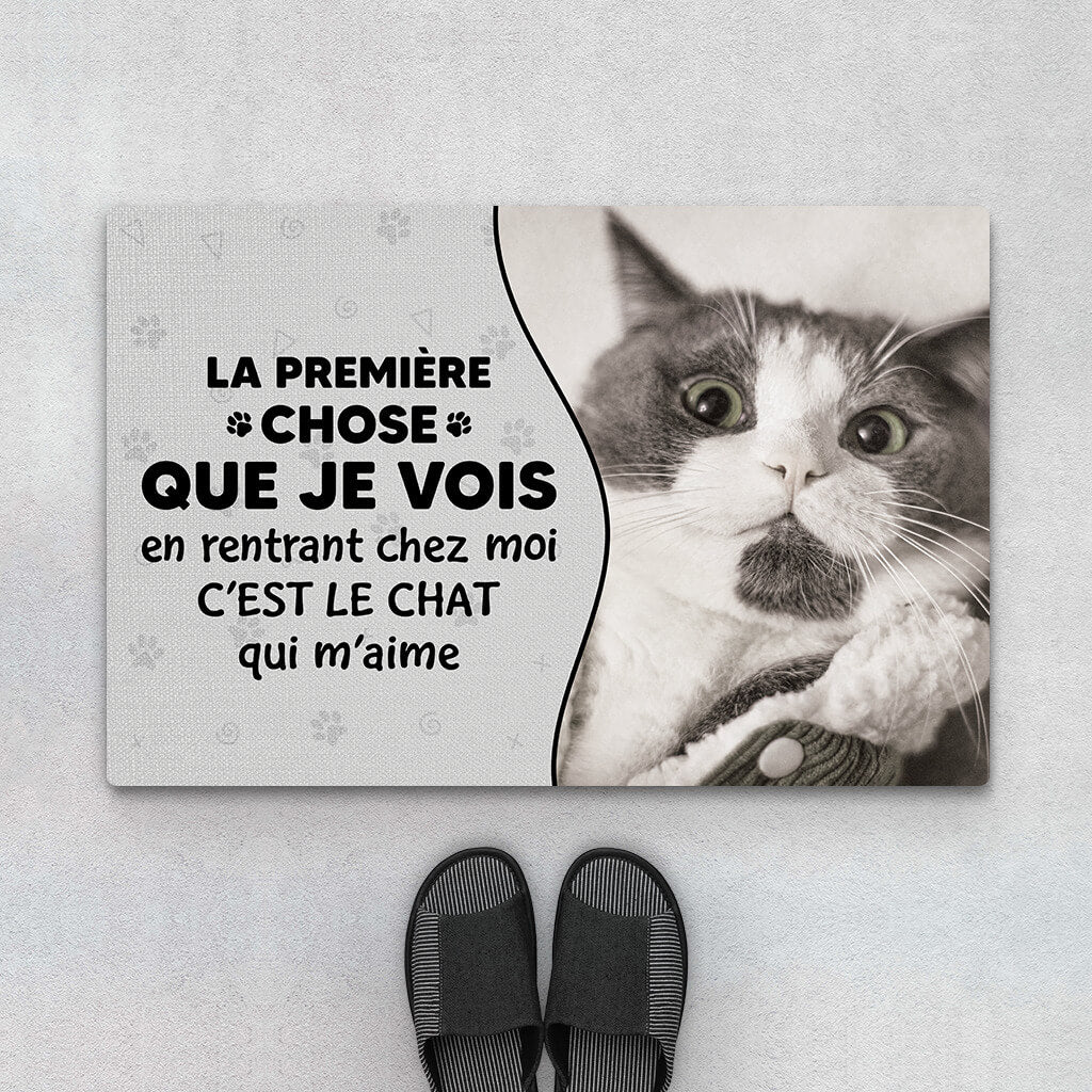 Tapis Personnalisé Chat – La Première Chose en Rentrant | Paillasson Chat