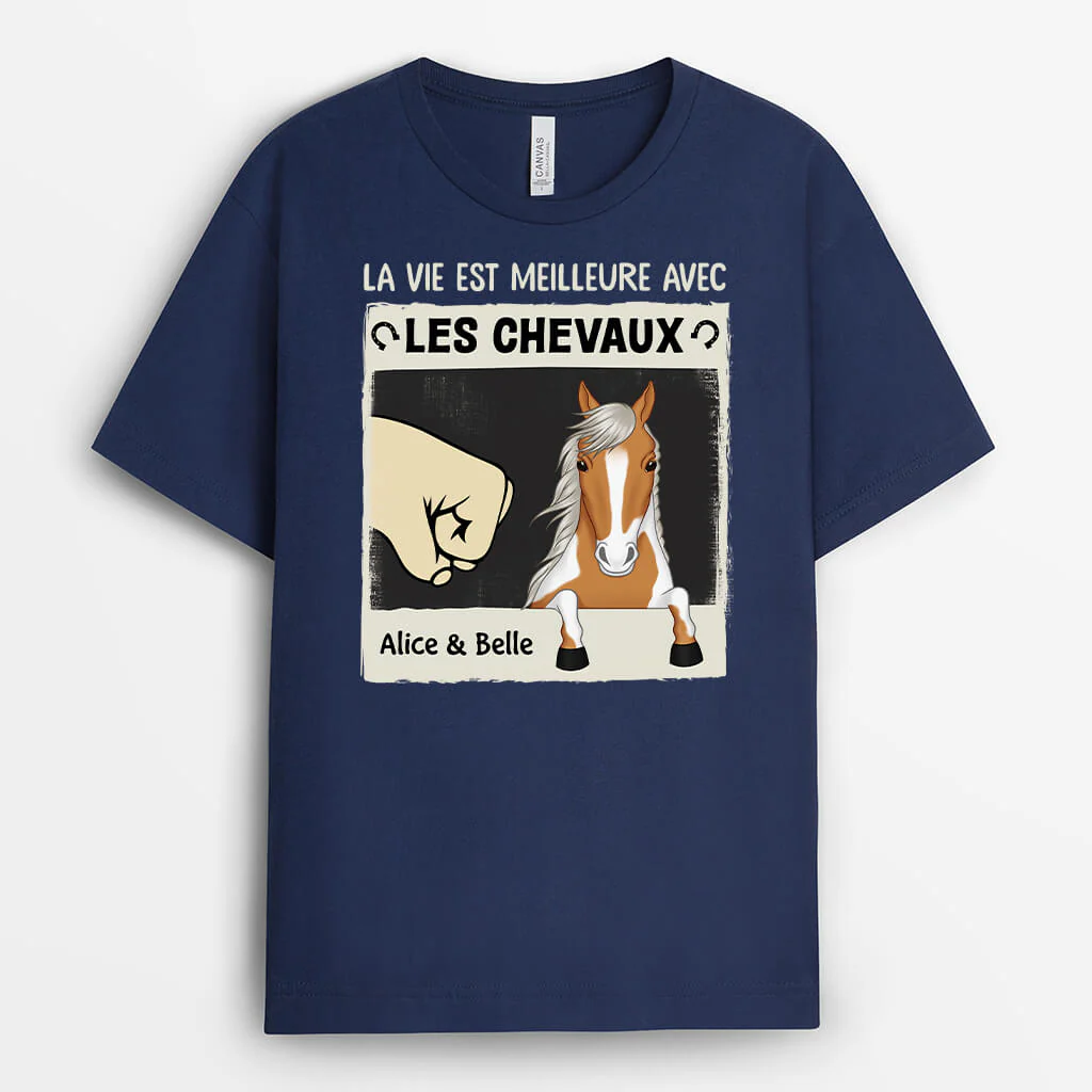 La Vie Est Meilleure Avec Les Chevaux - Tee Shirt Femme Personnalisé - Image 2