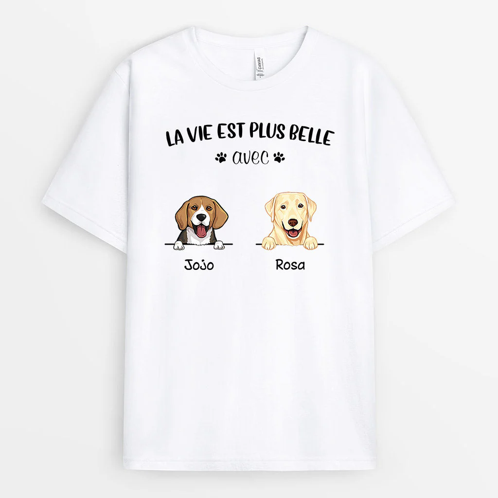 T-shirt Chien Personnalisé | La Vie Est Plus Belle Avec Toi - Image 2