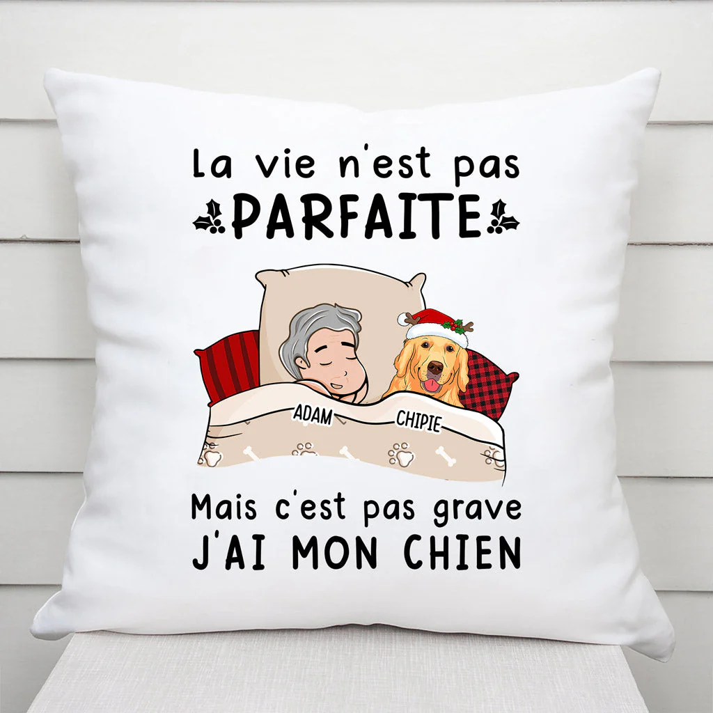Coussin personnalisé de Noël – Vie pas Parfaite Chien - Image 2