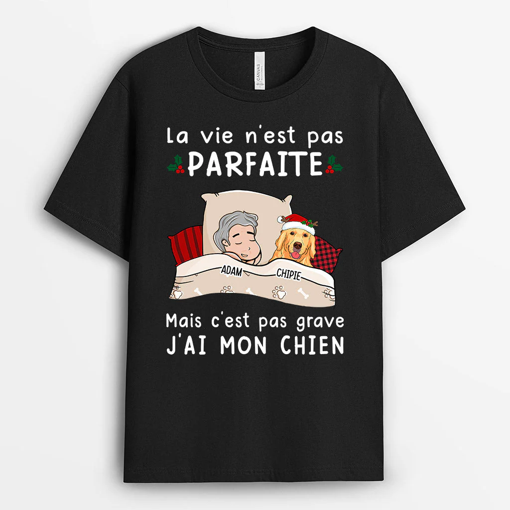 Tee Shirt Personnalisé Femme - La Vie N'est Pas Parfaite Mais J'ai Mon Chien - Image 2