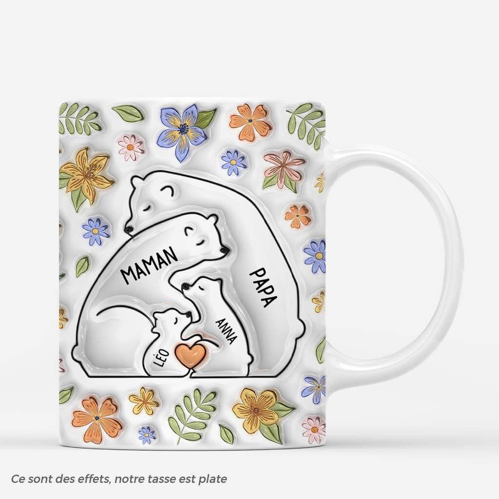 Mug personnalisé famille – Ours & fleurs pastels - Image 2