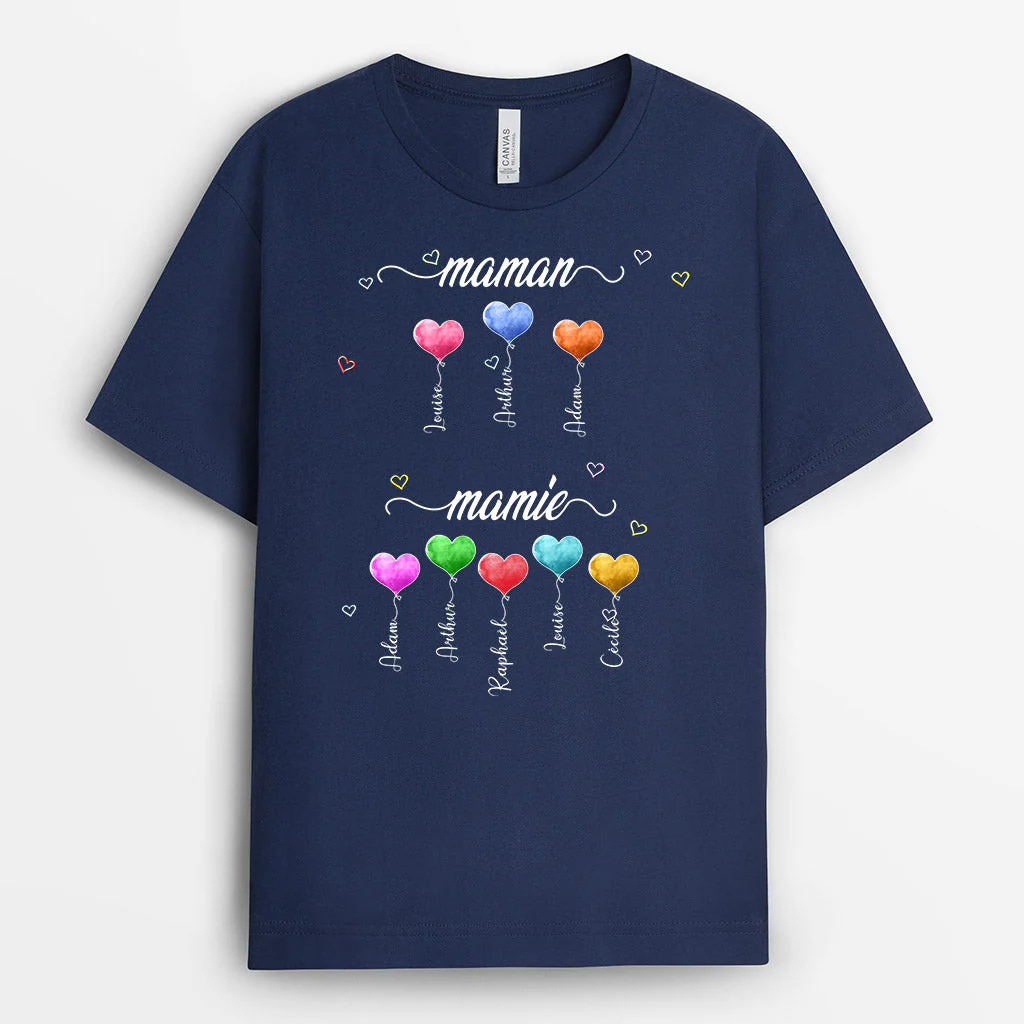 Tee shirt personnalisé mamie– L’amour de maman & mamie