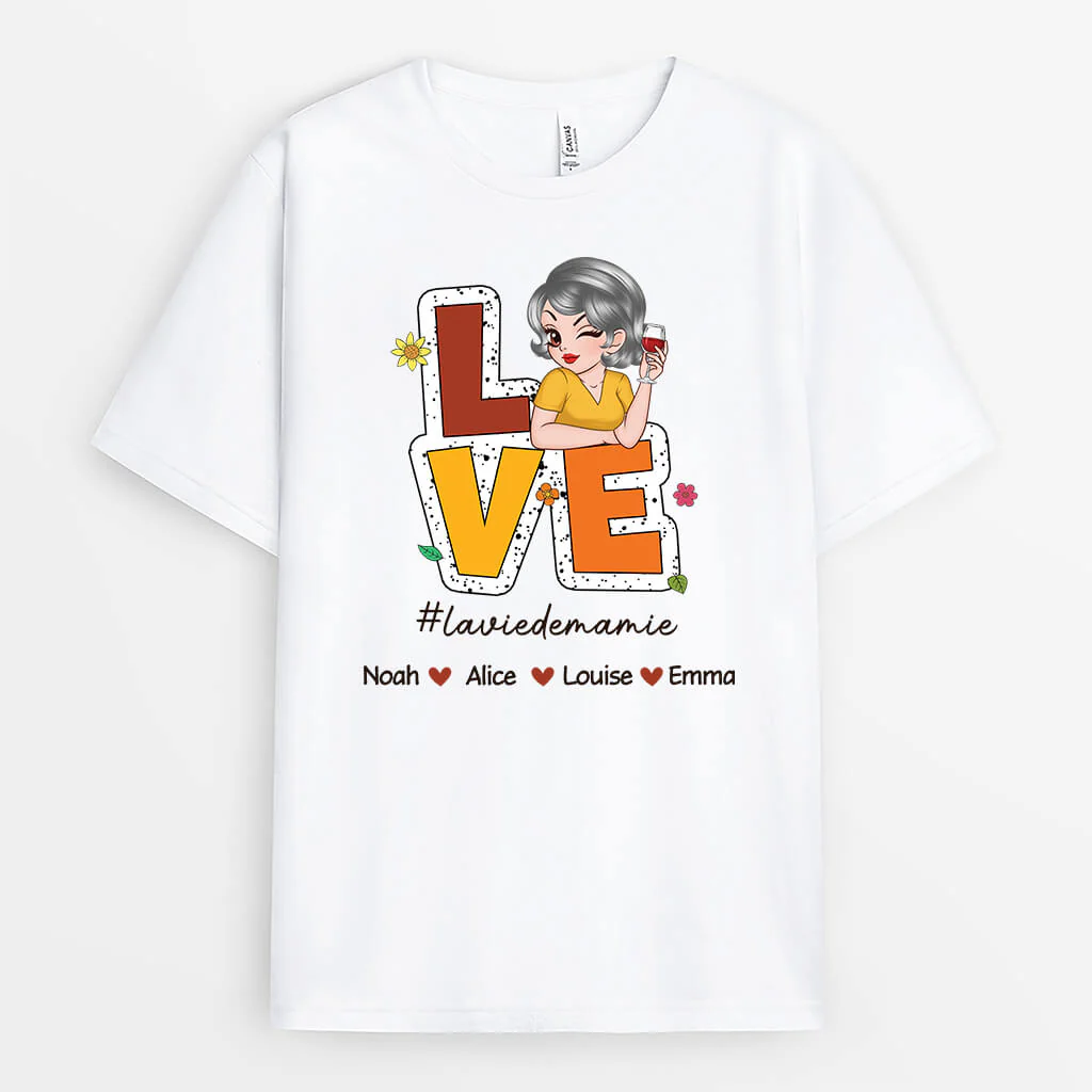 L'Amour De Mamie Version Automne - Tee Shirt Pour Mamie Personnalisé