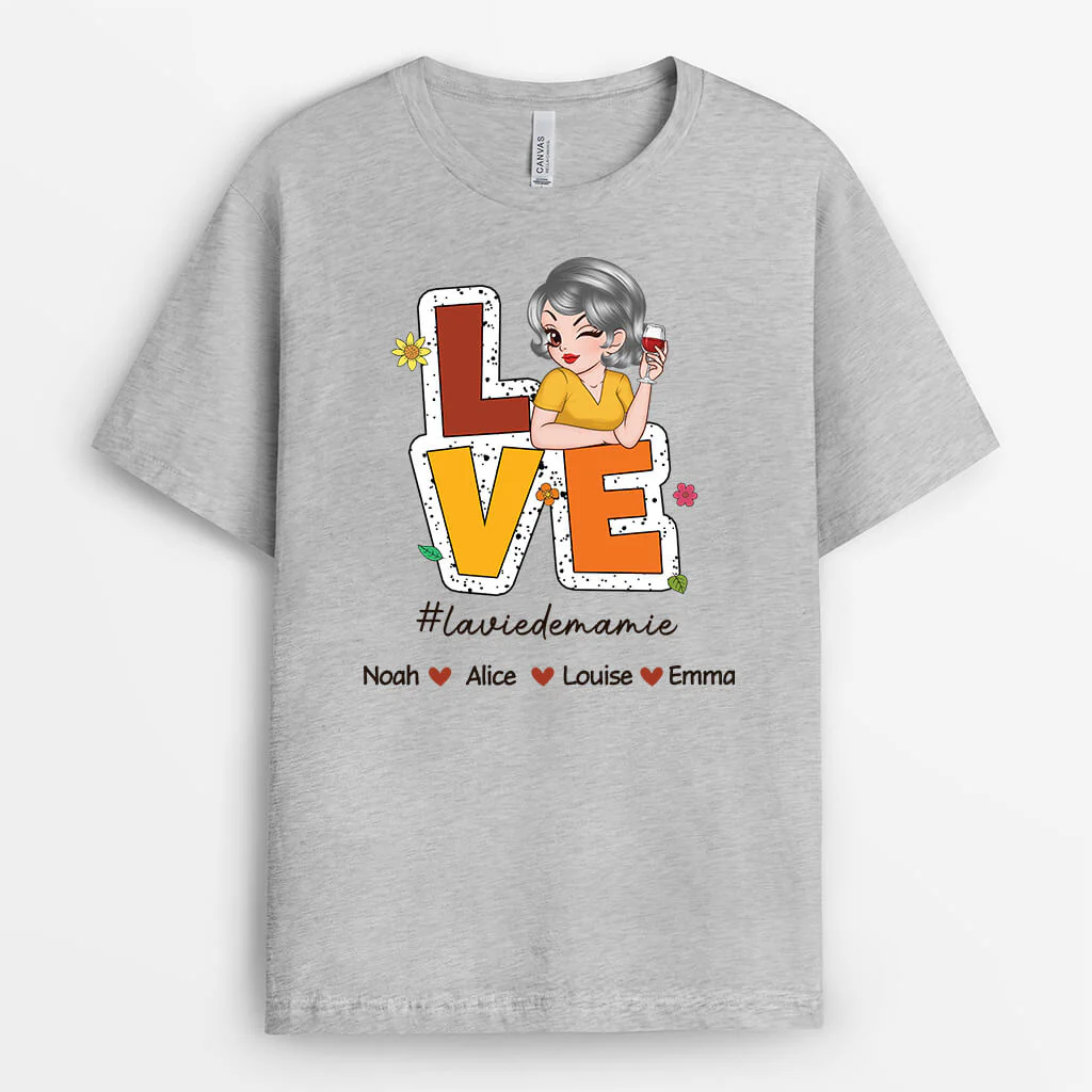 L'Amour De Mamie Version Automne - Tee Shirt Pour Mamie Personnalisé - Image 2