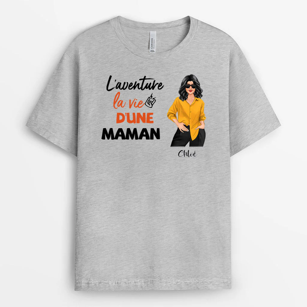 Tee Shirt Mamie Personnalisé - L'aventure La Vie D'une Mamie - Image 2