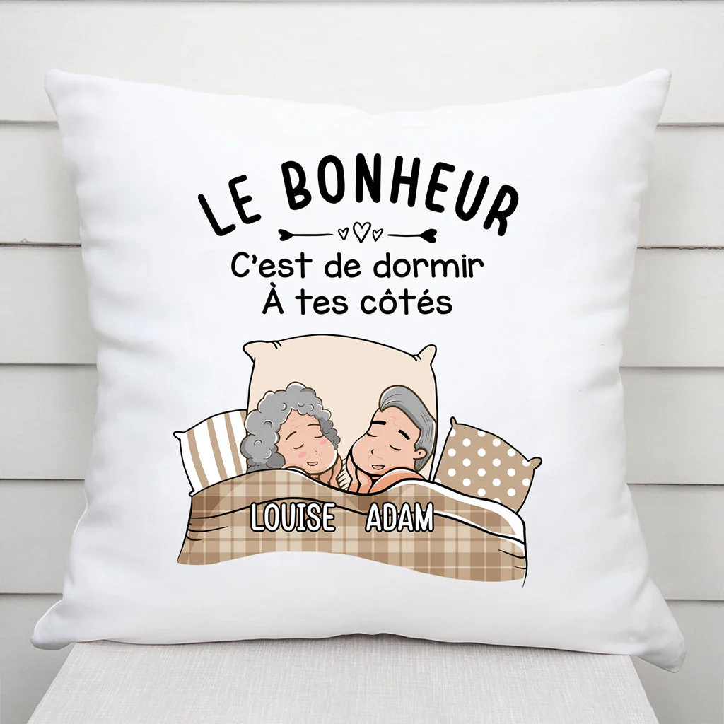 Coussin de Noël personnalisé – Le Bonheur Couple - Image 2