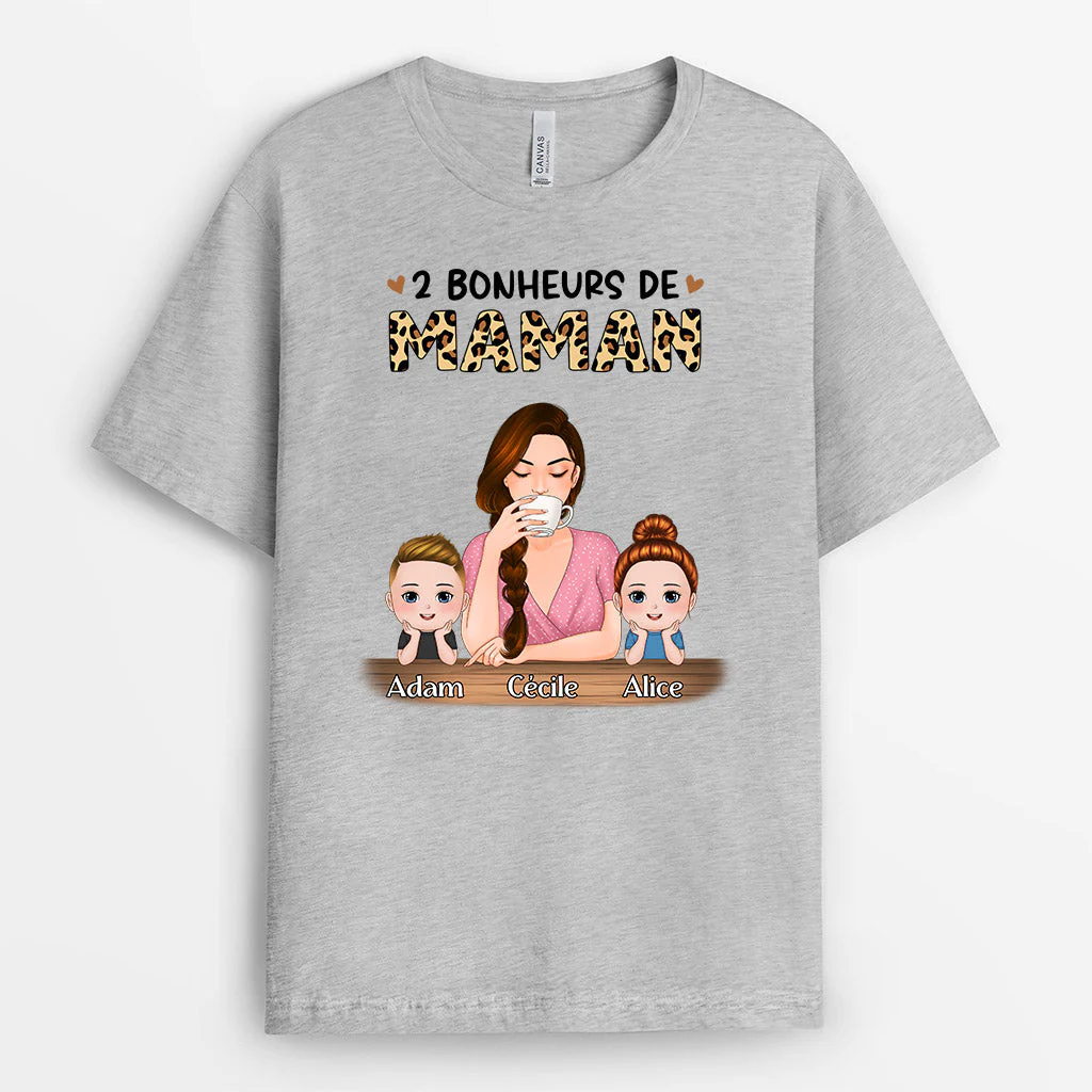 Tee Shirt Personnalisé Mamie - Bonheurs de Mamie | Design Léopard - Image 2