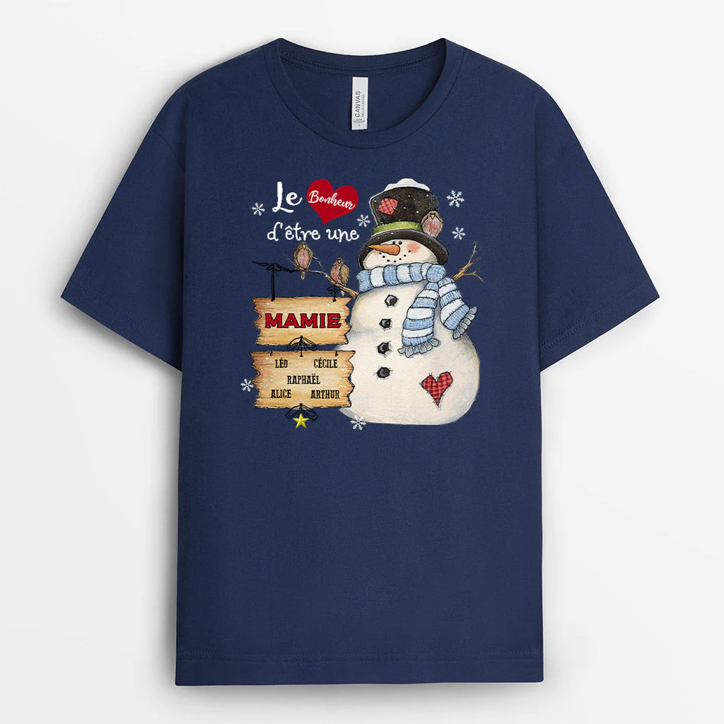 Tee Shirt Personnalisé Mamie Noël - Le Bonheur D’Être Une Mamie | Version Sombre - Image 2