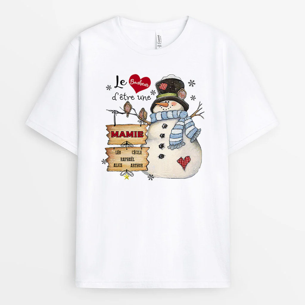 T Shirt Mamie Personnalisé Noël - Le Bonheur D’Être Une Mamie | Version Clair - Image 2