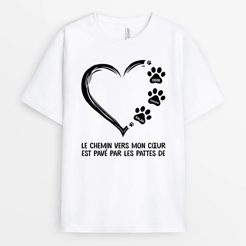 T-shirt Le Chemin Vers Mon Cœur Empreintes Personnalisé - Image 2