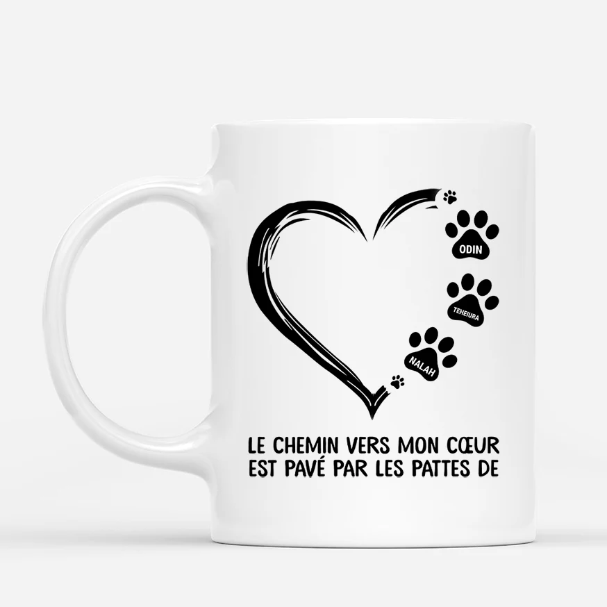 Tasse Personnalisée Chien & Chat – Le Chemin Vers Mon Cœur