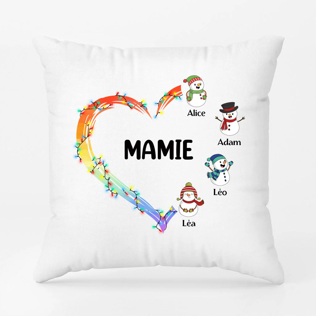 Coussin de Noël personnalisé – Le Cœur de Maman Mamie