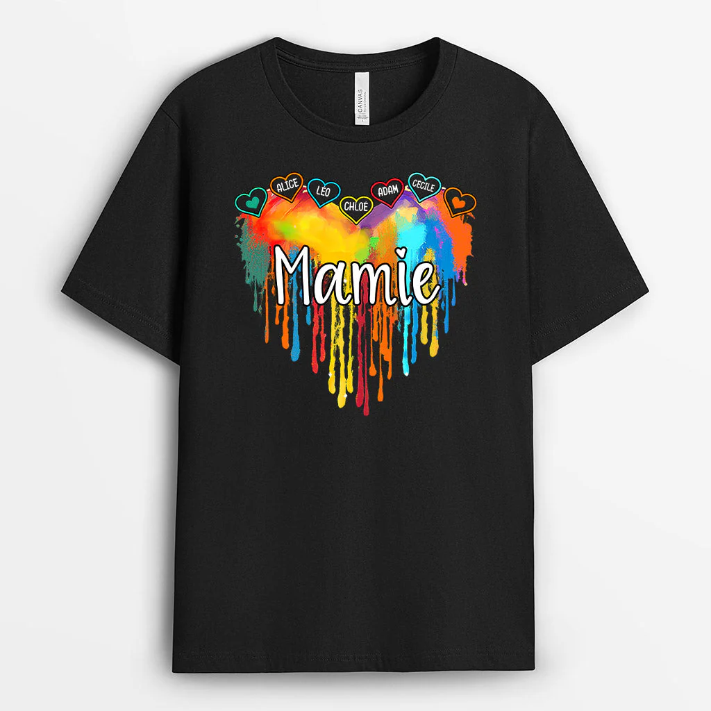 T-shirt Le cœur de Mamie, Coloré fondant Personnalisé
