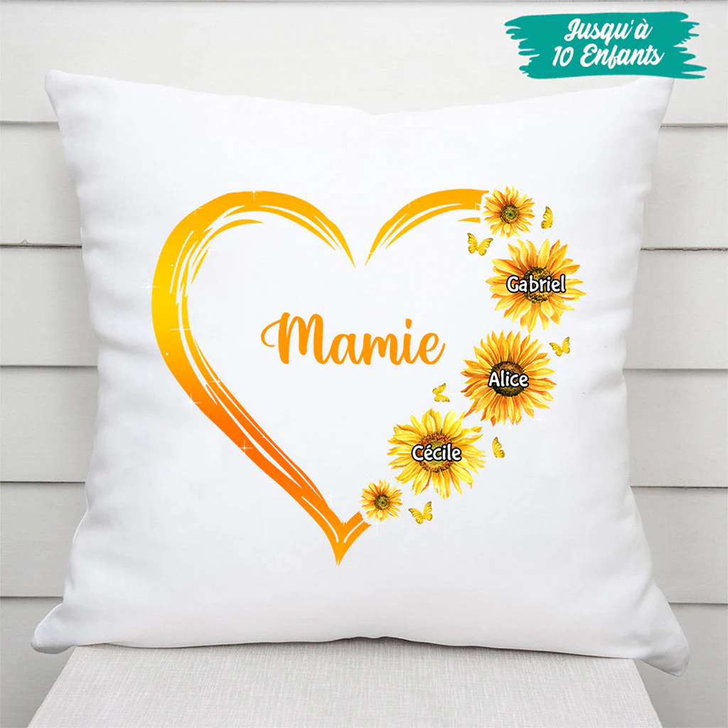 Coussin Mamie Personnalisé - Le Cœur De Mamie Maman - Image 3