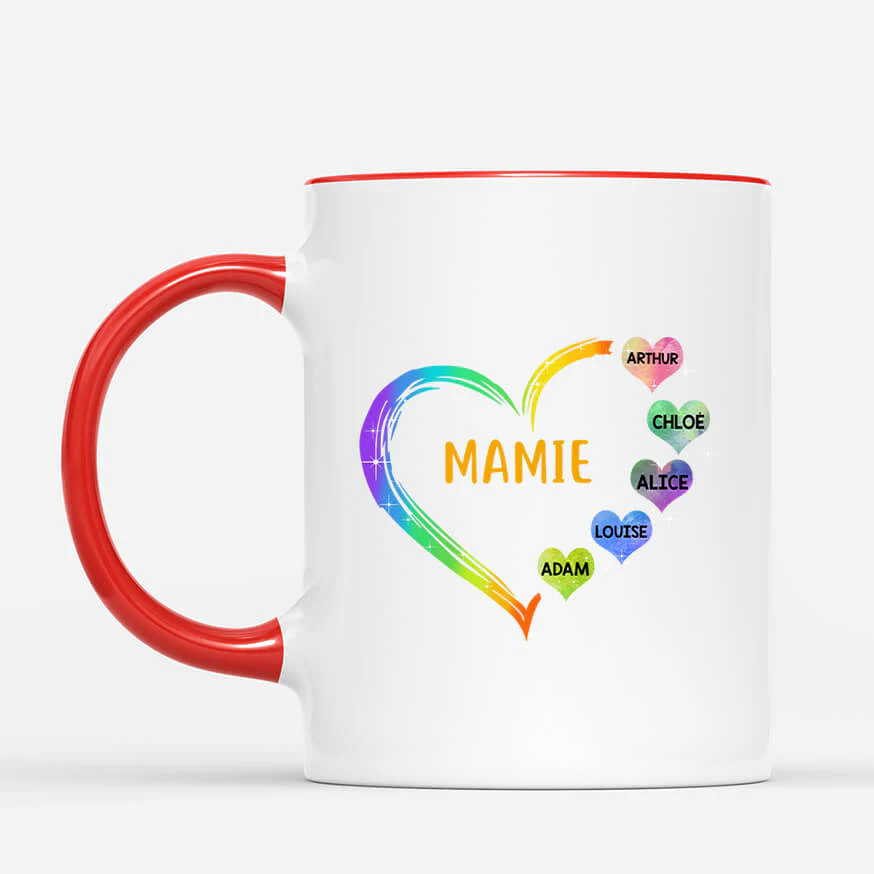 Mug Personnalisé Maman Mamie – Le Cœur de Mamie/Maman - Image 2