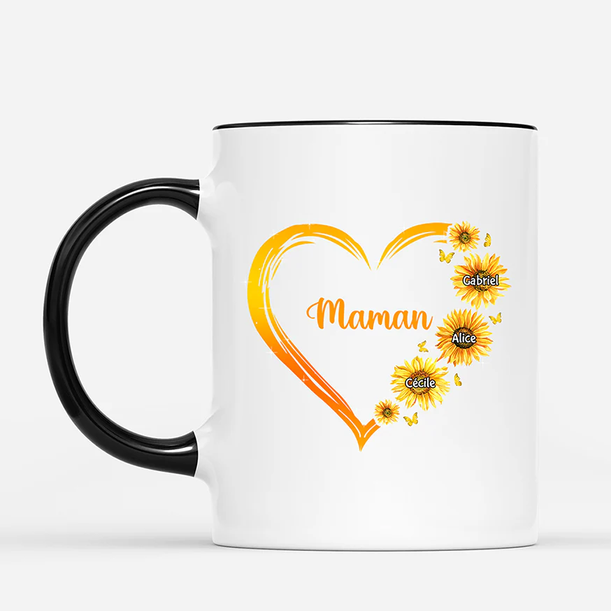 Tasse Personnalisée Mamie – Le Cœur Fleurs de Mamie - Image 2