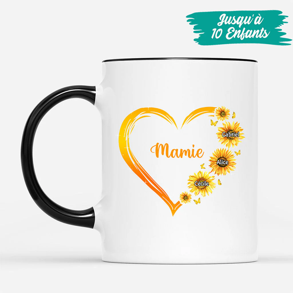 Tasse Personnalisée Mamie – Le Cœur Fleurs de Mamie - Image 3