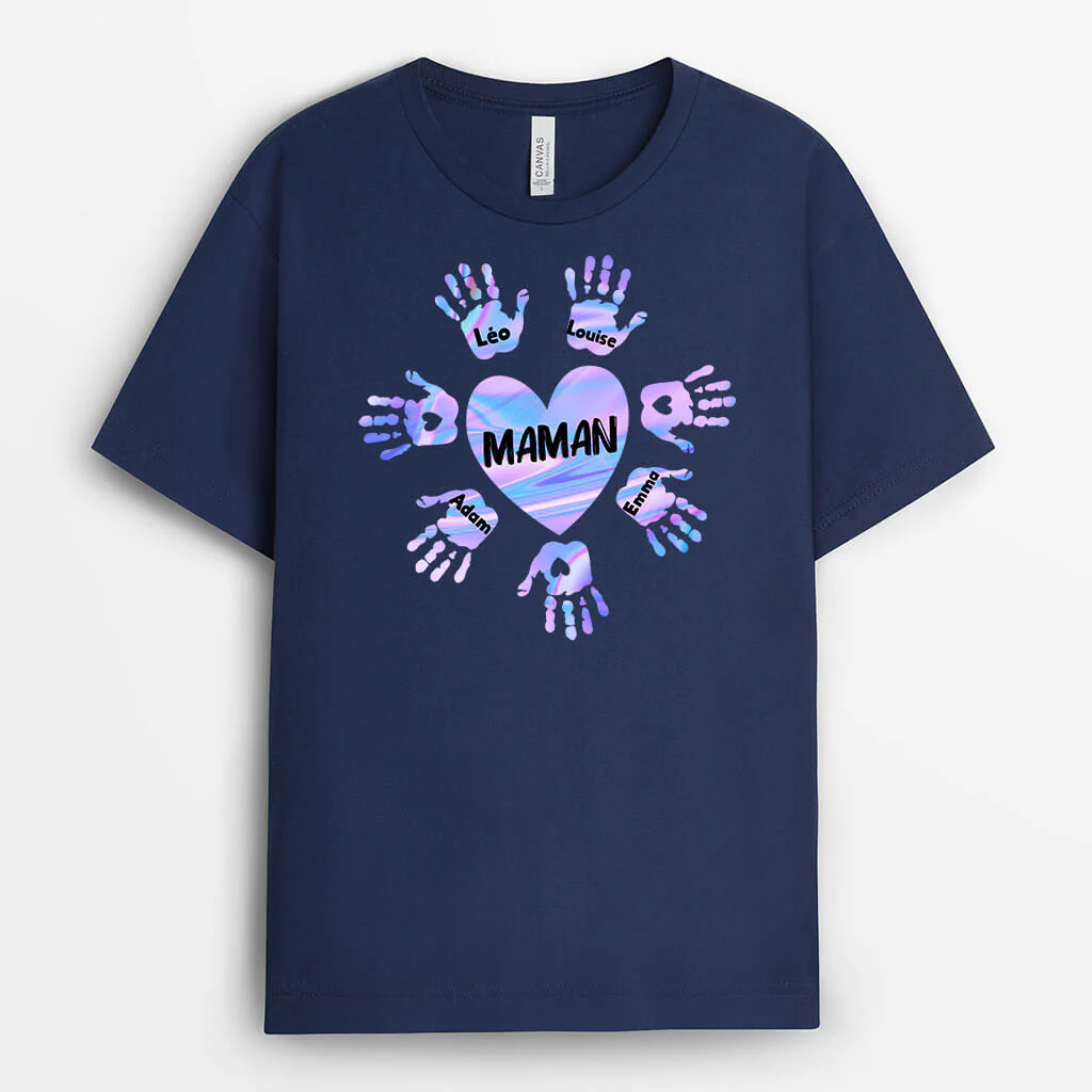 T Shirt Mamie Personnalisé - Le Cœur De Mamie | Design Mains Entourage - Image 2