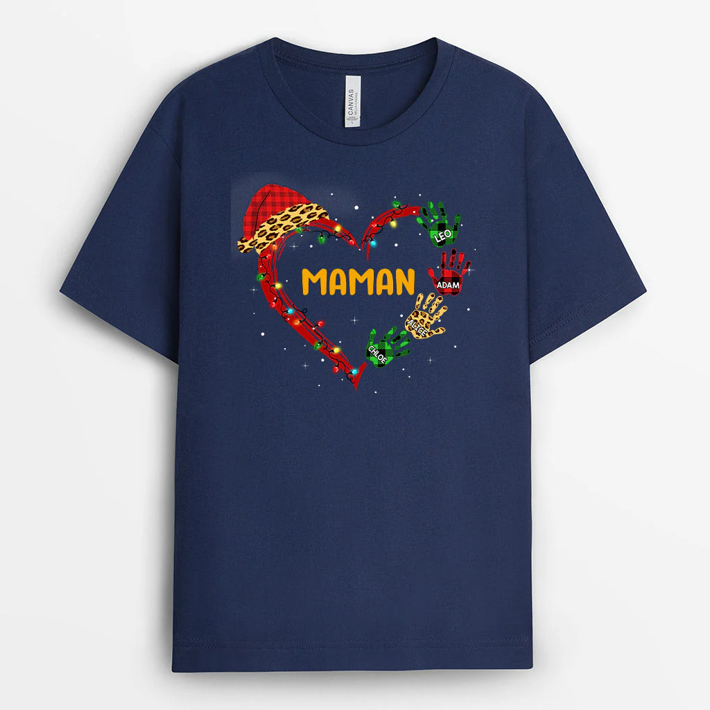 Idée Cadeau De Noël Personnalisé – T-Shirt Le Cœur De Mamie Maman - Image 2