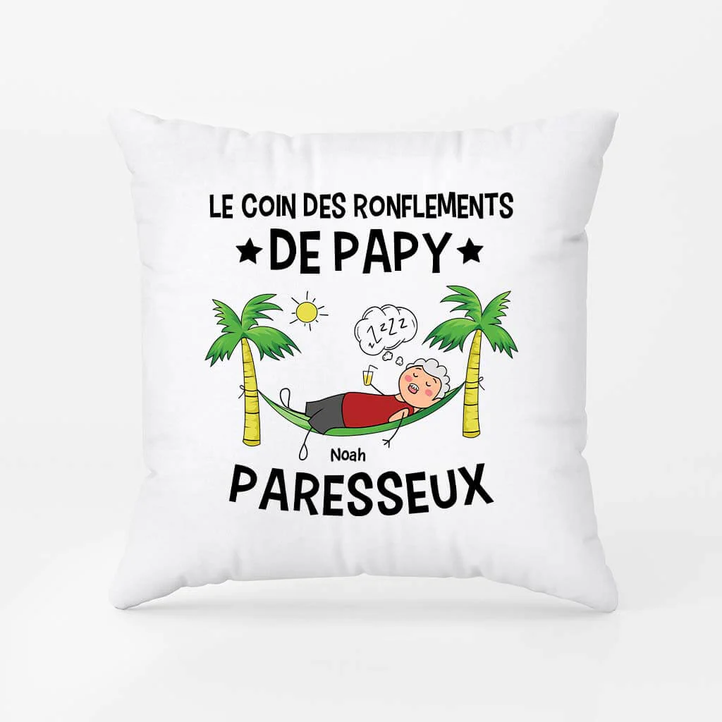 Le Coin Des Ronflements De Papa Paresseux - Coussin Pour Papa Personnalisé
