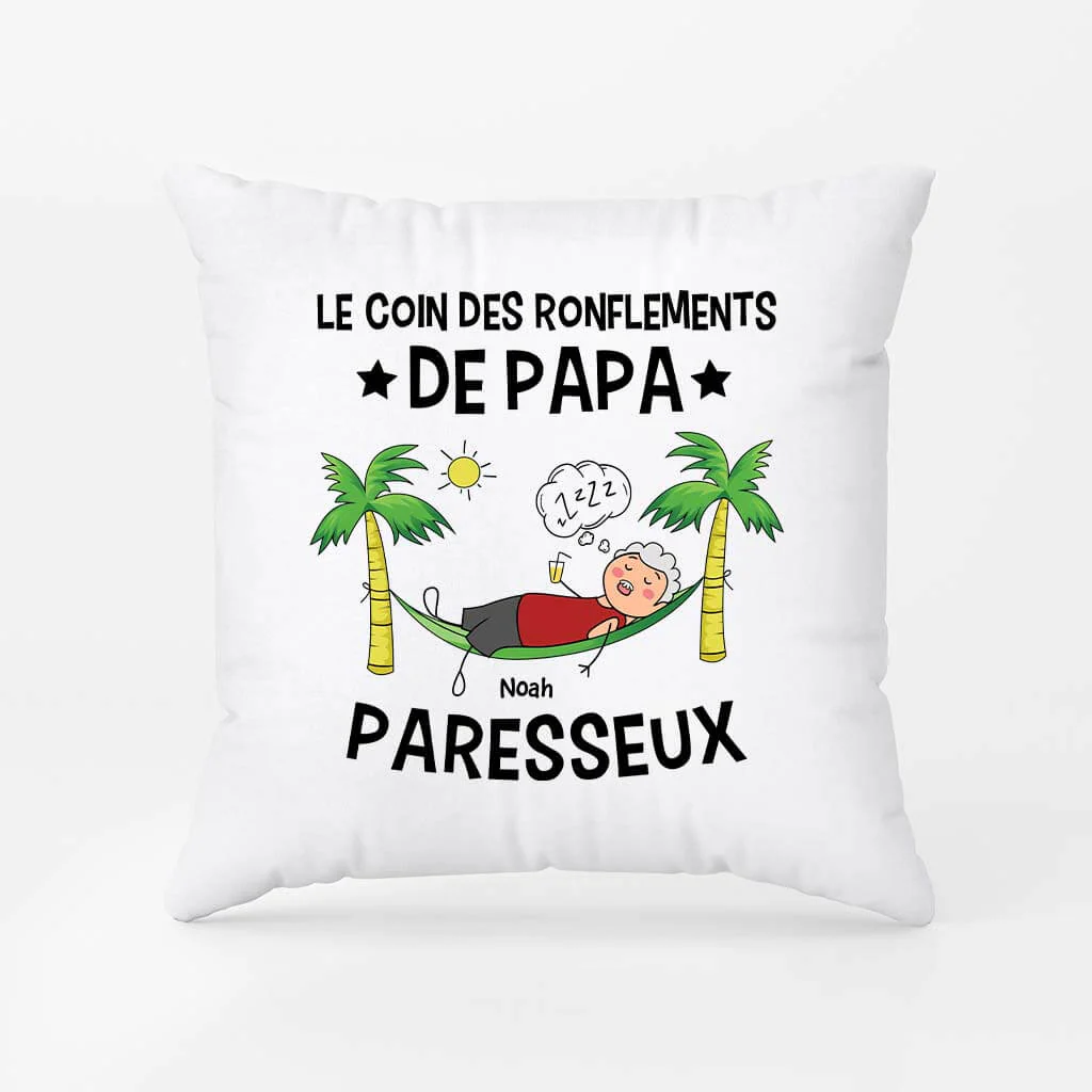 Le Coin Des Ronflements De Papa Paresseux - Coussin Pour Papa Personnalisé - Image 2
