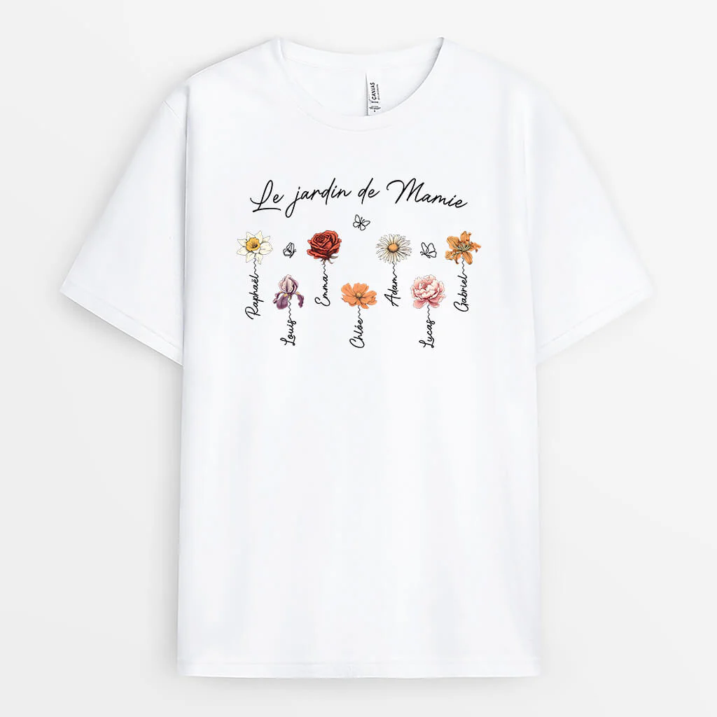 T shirt Personnalisé Mamie - Le Jardin De Mamie - T-shirt Fleur