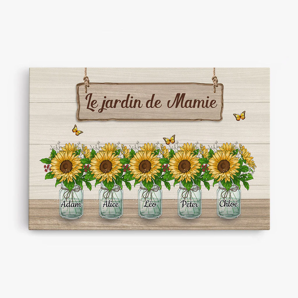 Toile Personnalisée Mamie - Le Jardin de Mamie Maman