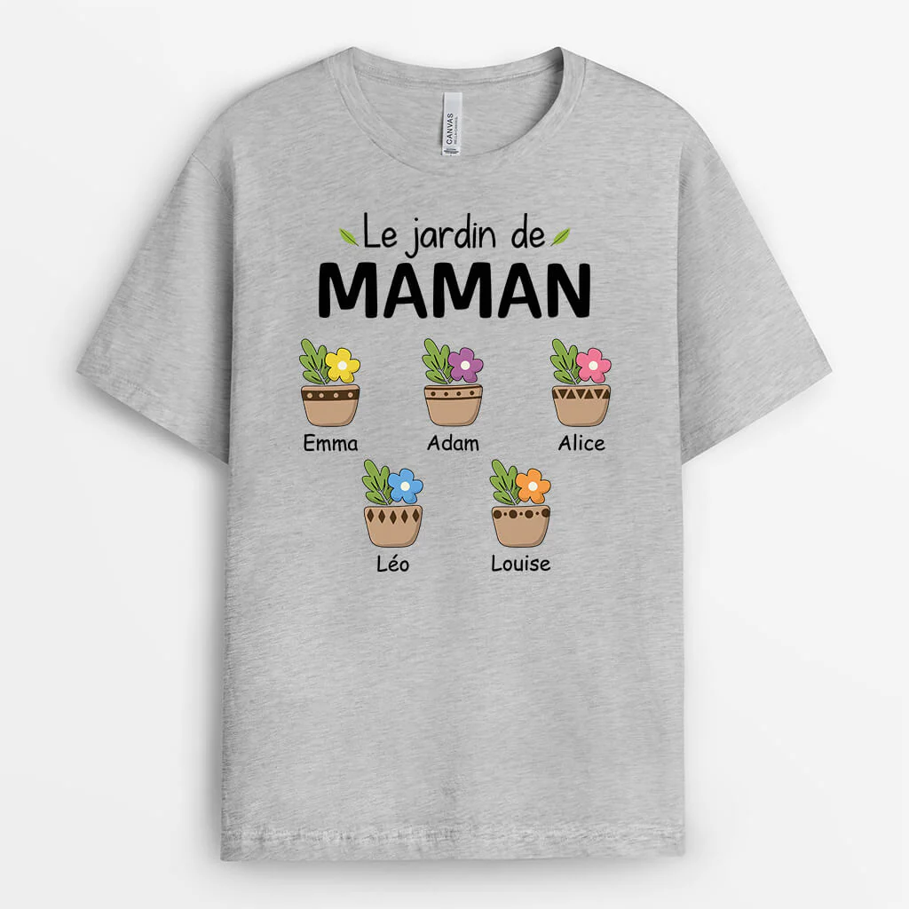 Le Jardin De Mamie Version Dessin Coloré - Tee Shirt Mamie Personnalisé - Image 2