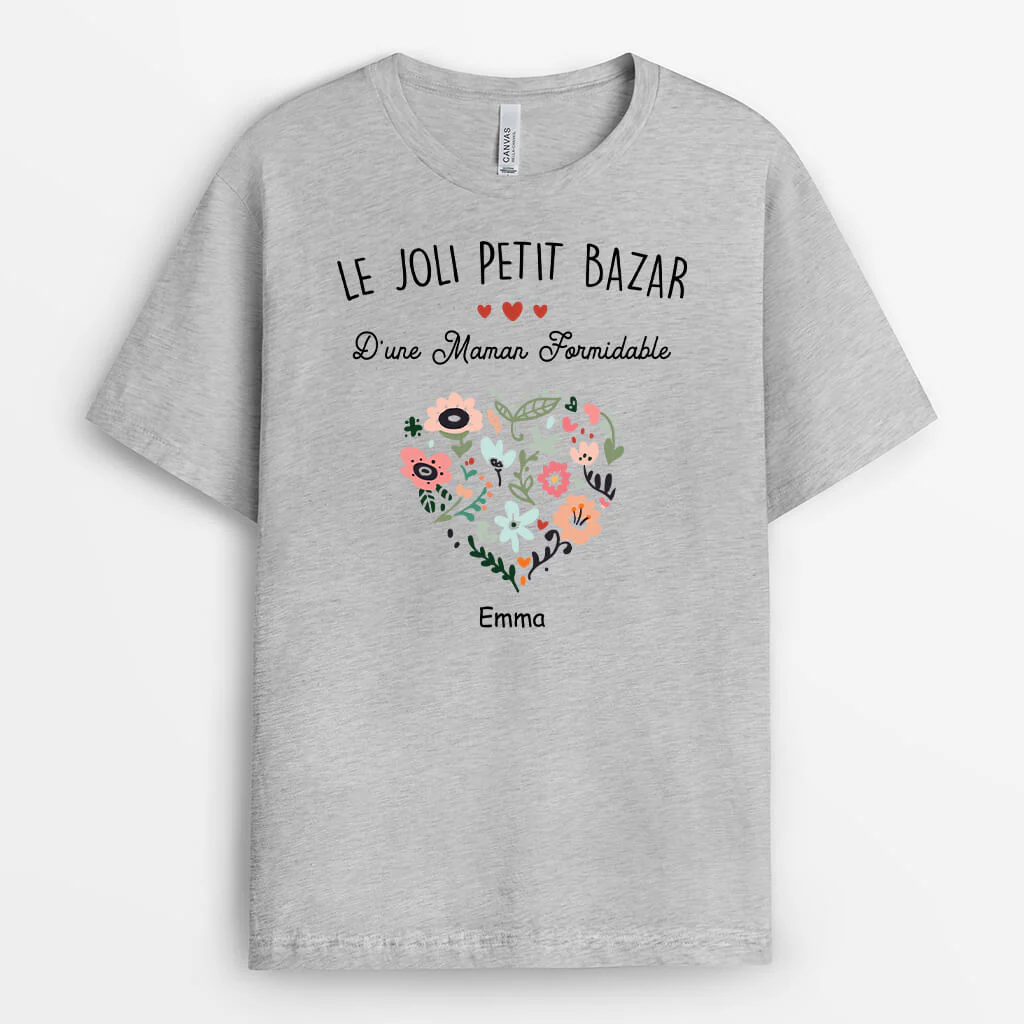 Tee Shirt Personnalisé Pour Maman - Le Joli Petit Bazar d'Une Maman Formidable - Image 2