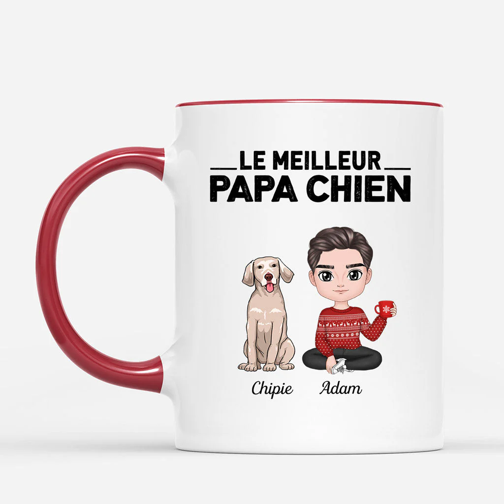 Mug de Noël Pour Papa Personnalisé – Meilleur Papa Chien - Image 2