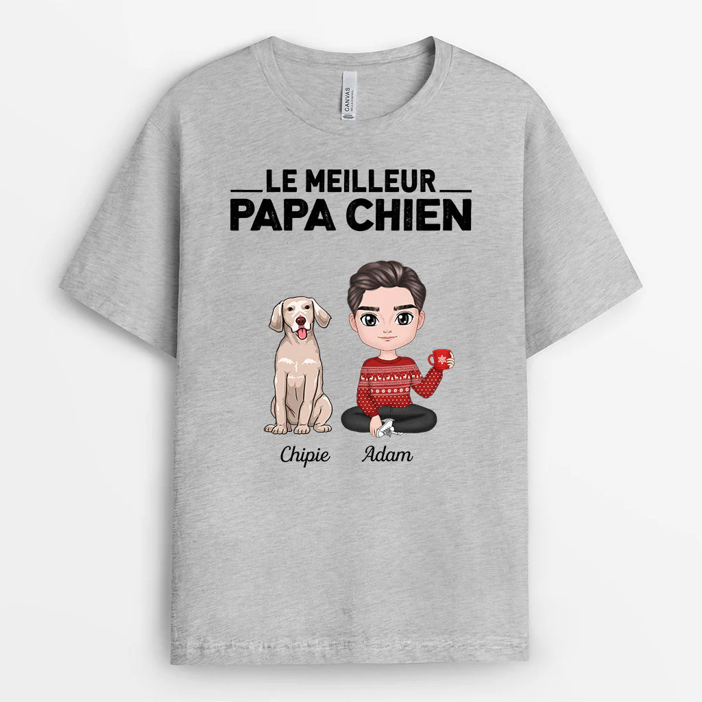 T-shirt personnalisé papa – Meilleur papa chien à Noël