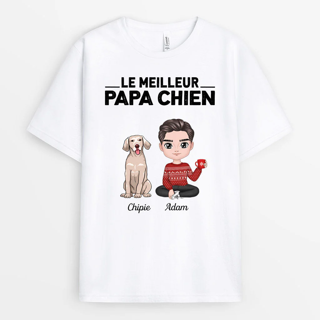 T-shirt personnalisé papa – Meilleur papa chien à Noël - Image 2
