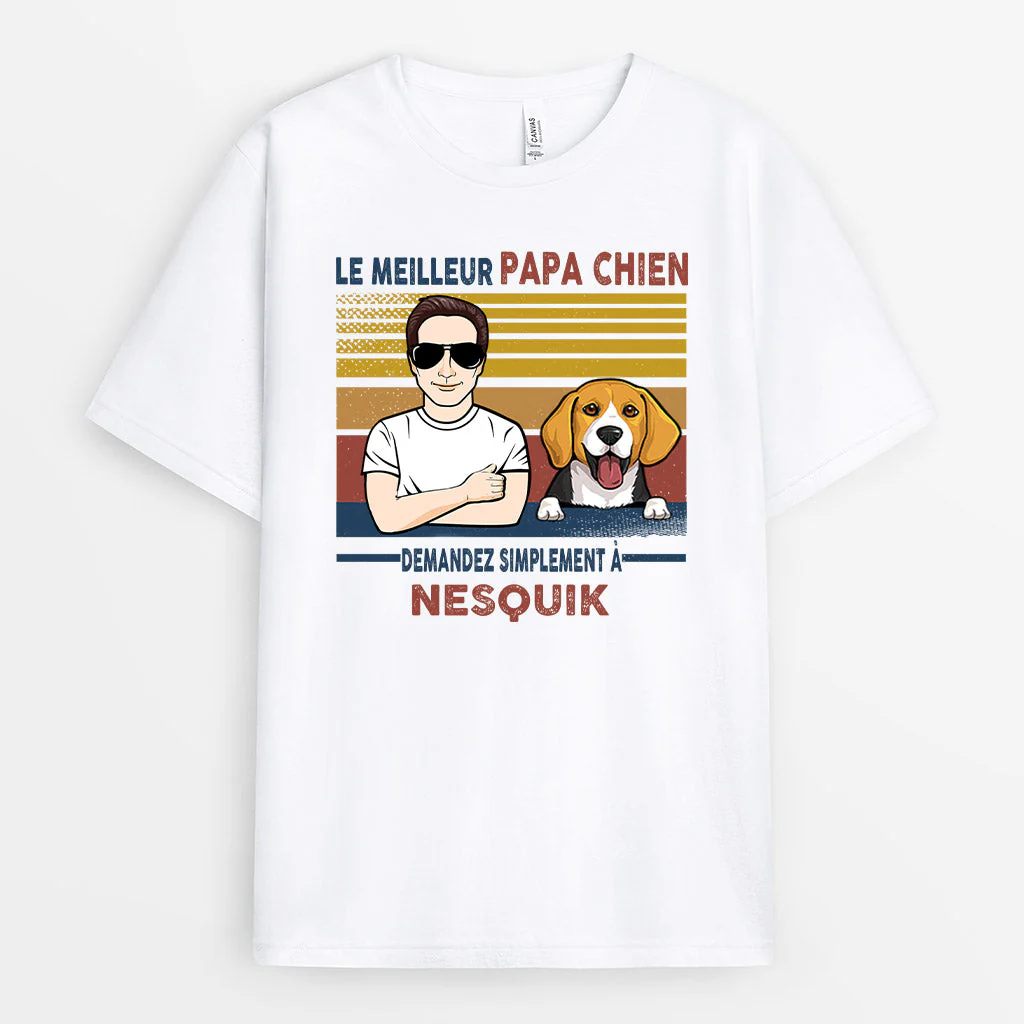 T-shirt Le Meilleur Papa chien Demandez Personnalisé
