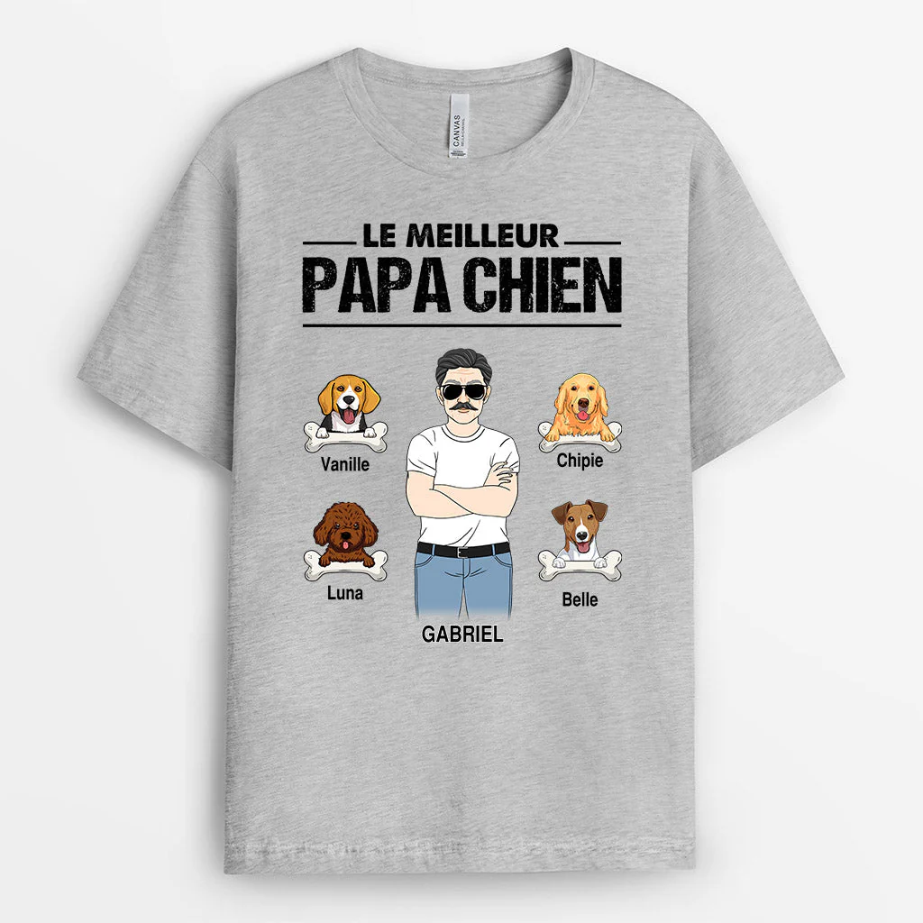 T-shirt Chien Personnalisé - Le Meilleur Papa Chien