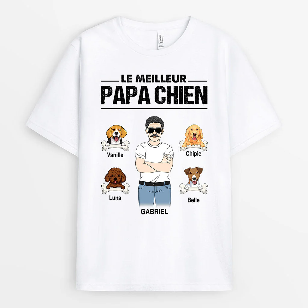 T-shirt Chien Personnalisé - Le Meilleur Papa Chien - Image 2