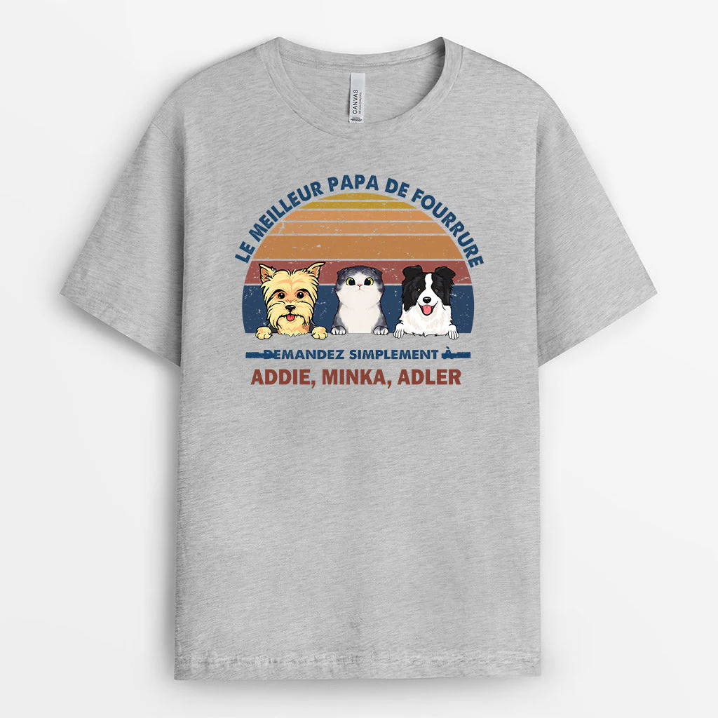 Tee Shirt Personnalisé Chien Chat - Le Meilleur Papa De Fourrure