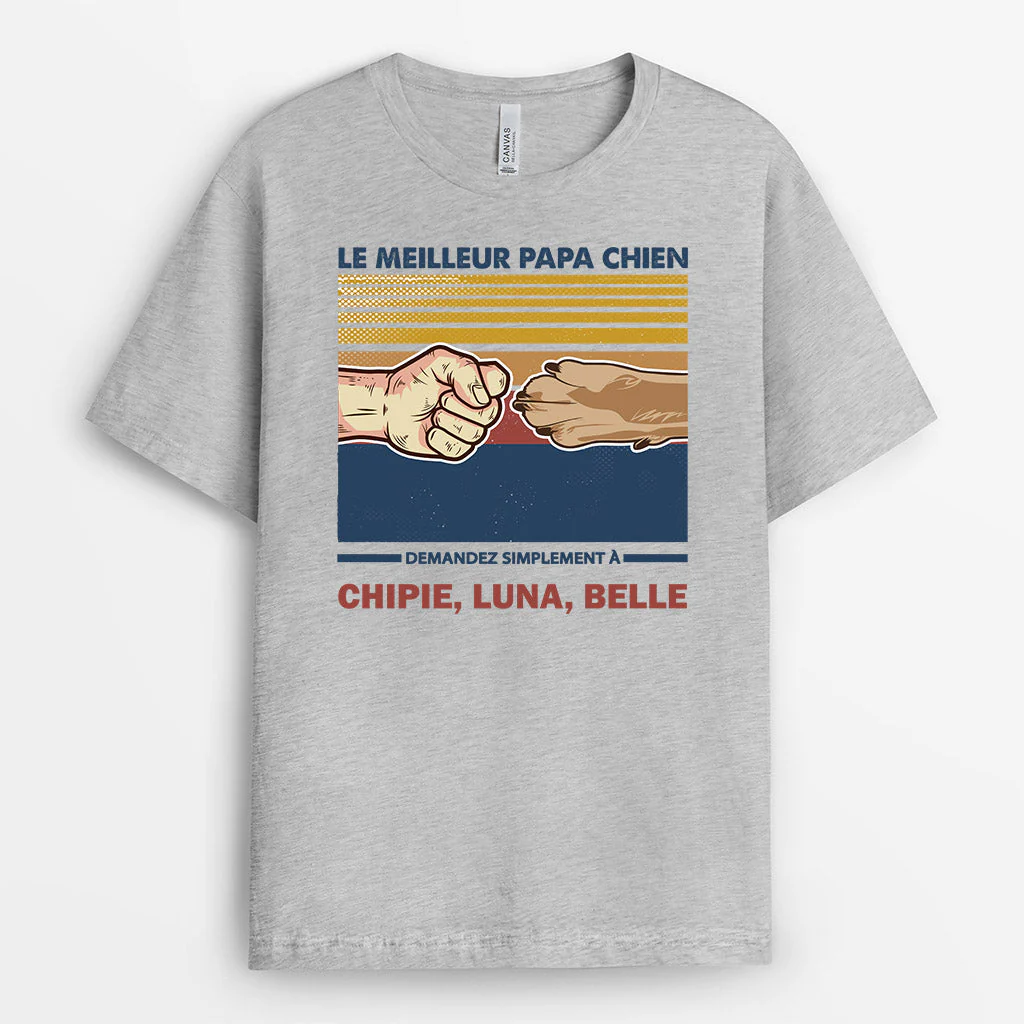 T-shirt Chien Personnalisé - Le Meilleur Papa Chien