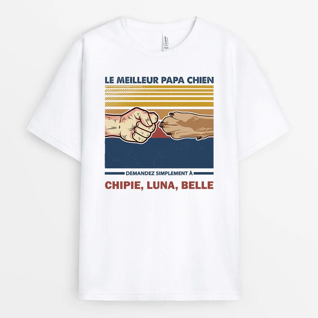 T-shirt Chien Personnalisé - Le Meilleur Papa Chien - Image 2