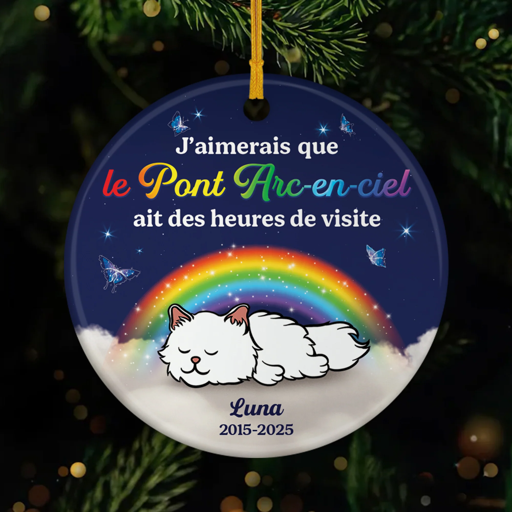 Ornement Céramique Personnalisé Chat Commémoratif - Le Pont Arc-en-ciel Ait Des Heures De Visite