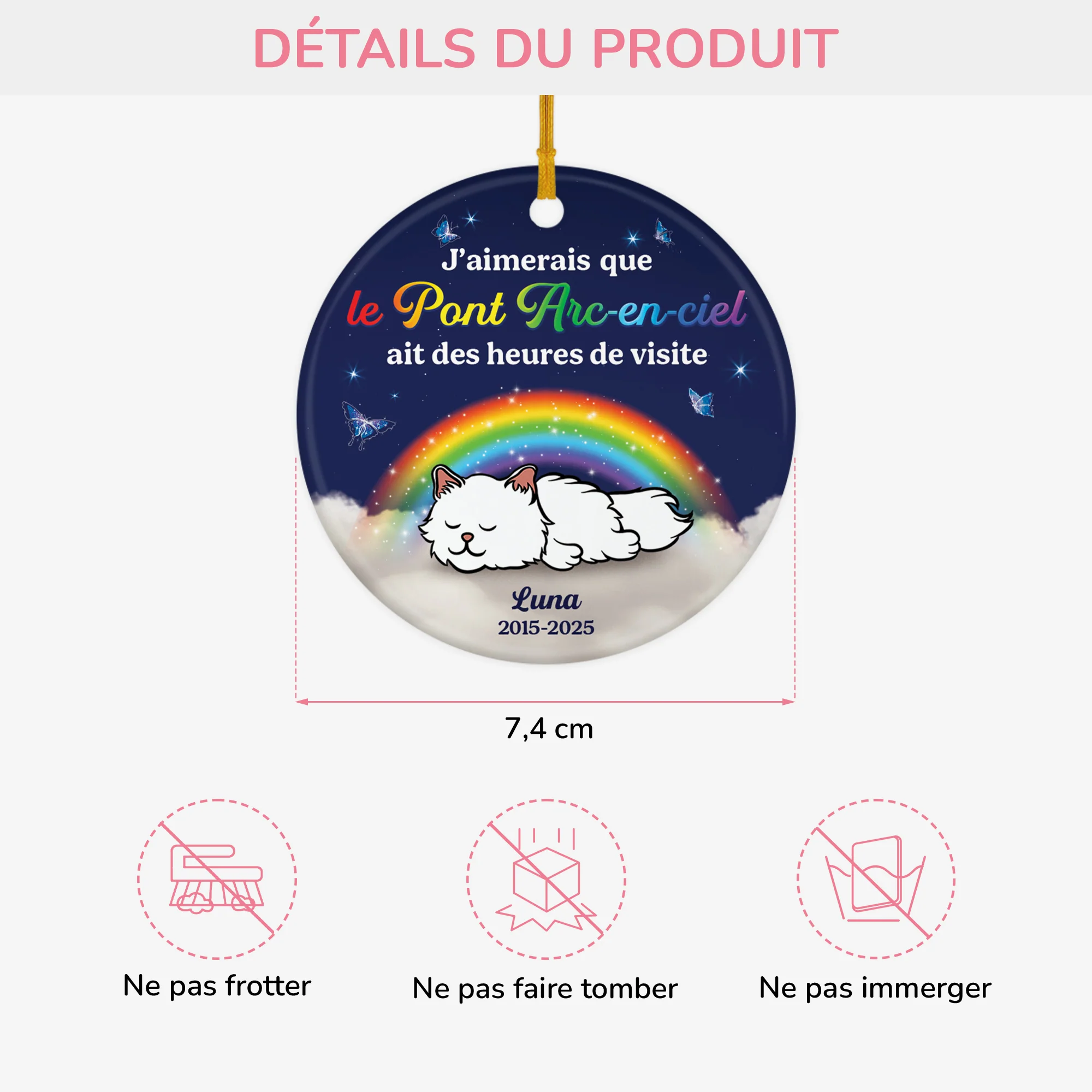 Ornement Céramique Personnalisé Chat Commémoratif - Le Pont Arc-en-ciel Ait Des Heures De Visite - Image 3
