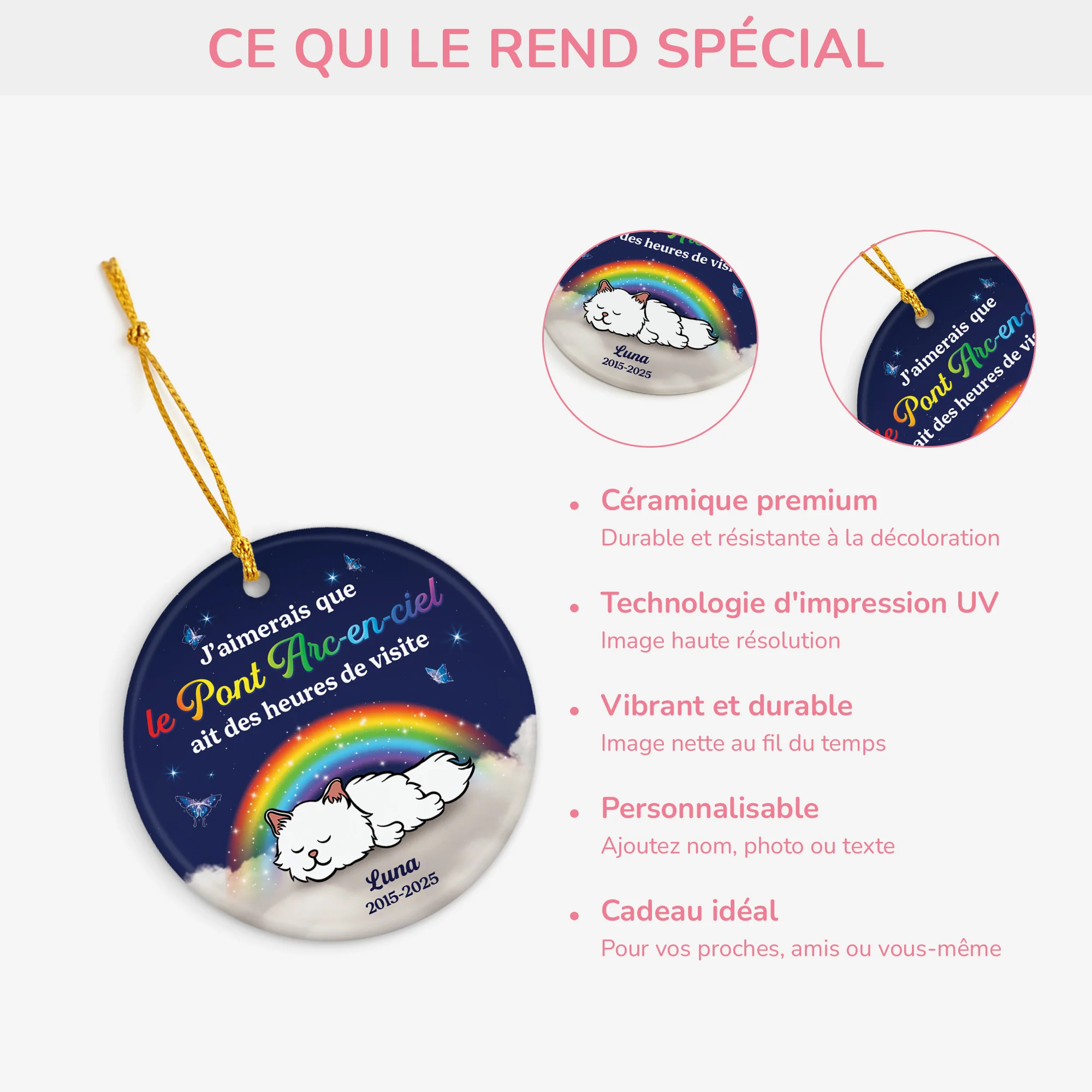 Ornement Céramique Personnalisé Chat Commémoratif - Le Pont Arc-en-ciel Ait Des Heures De Visite - Image 4
