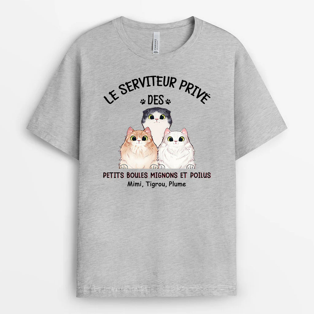 Tee Shirt Personnalisé Chat - Le Serviteur Privé Des Chats - Image 2