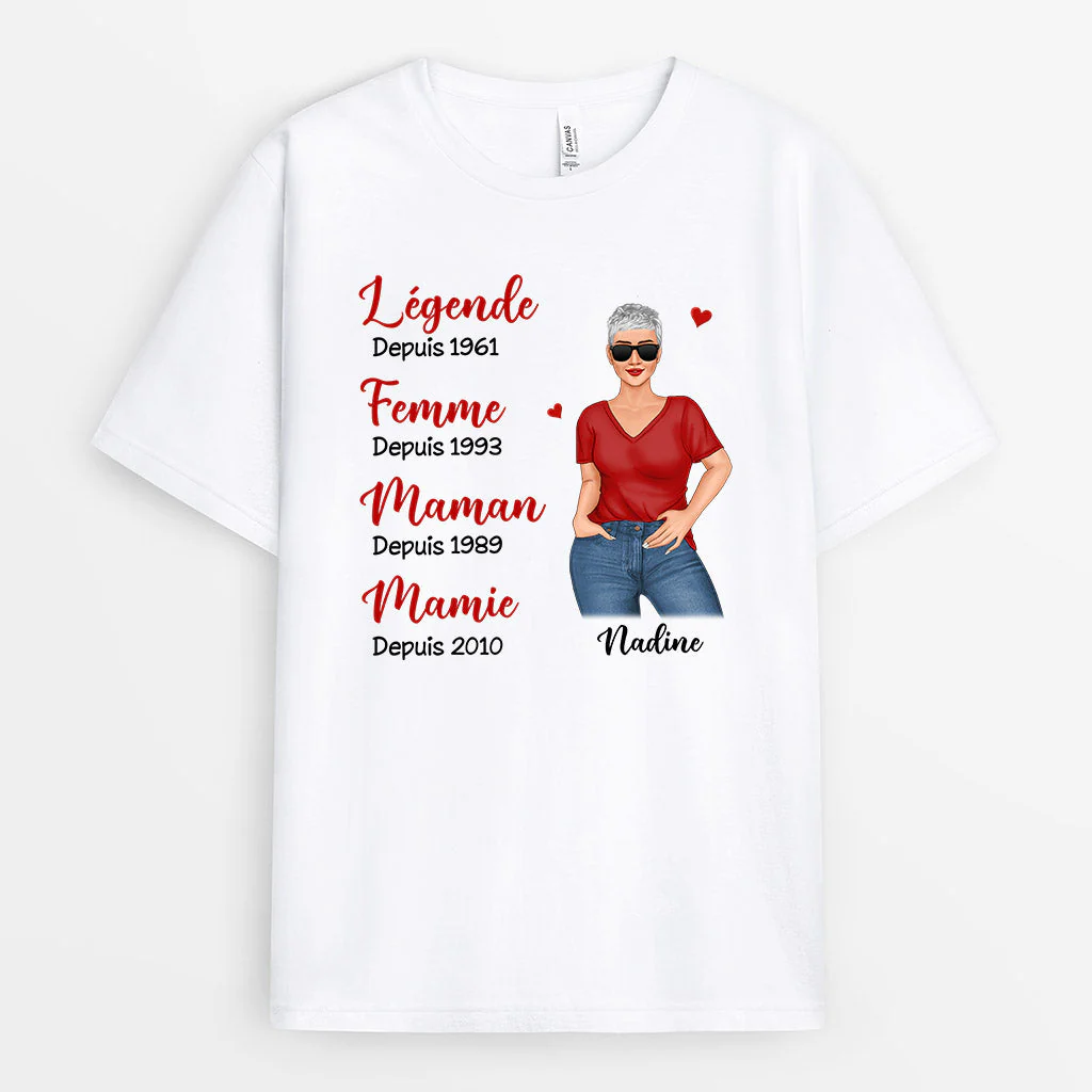 Tee Shirt Mamie Personnalisé -  Légende Femme Maman Mamie Depuis