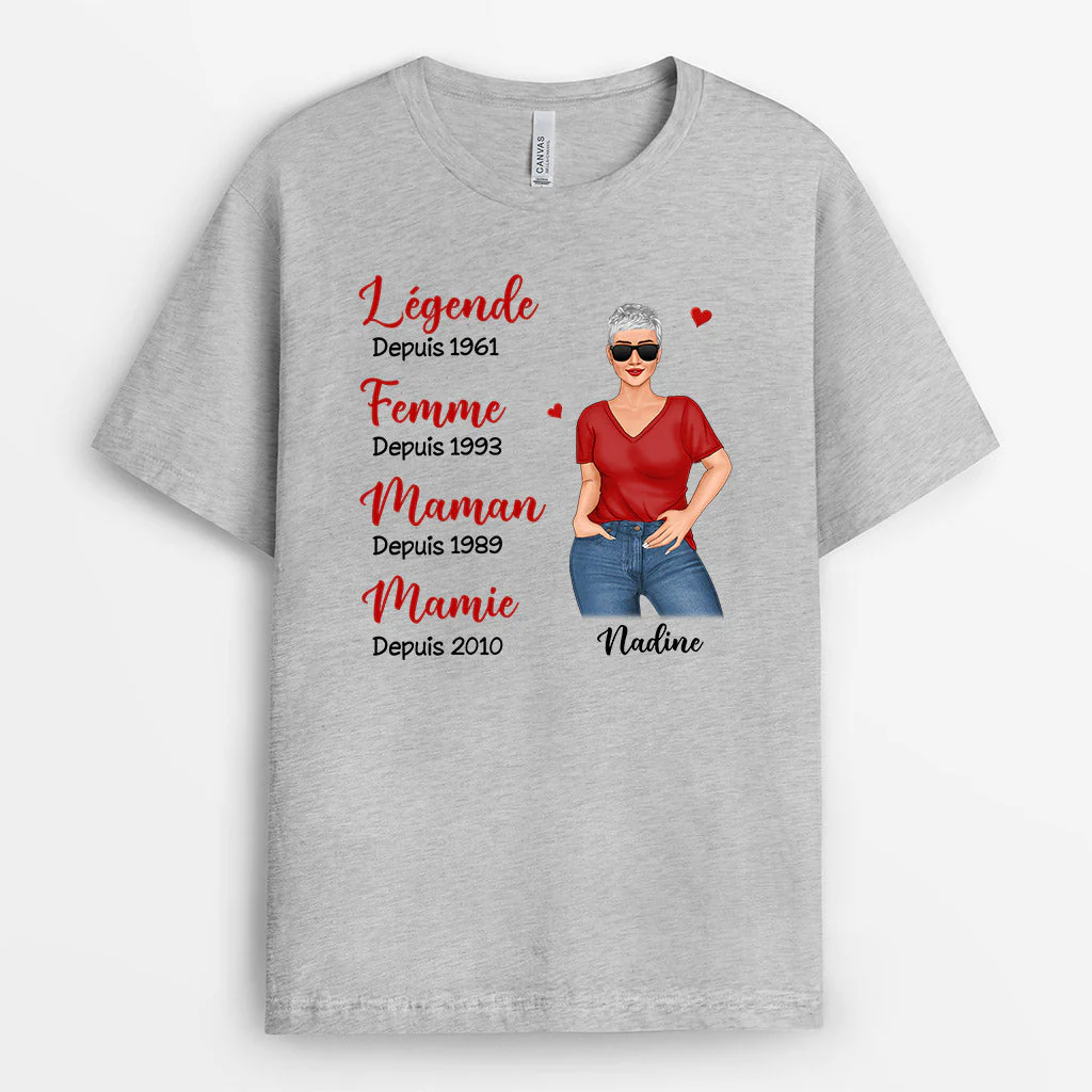 Tee Shirt Mamie Personnalisé -  Légende Femme Maman Mamie Depuis - Image 2