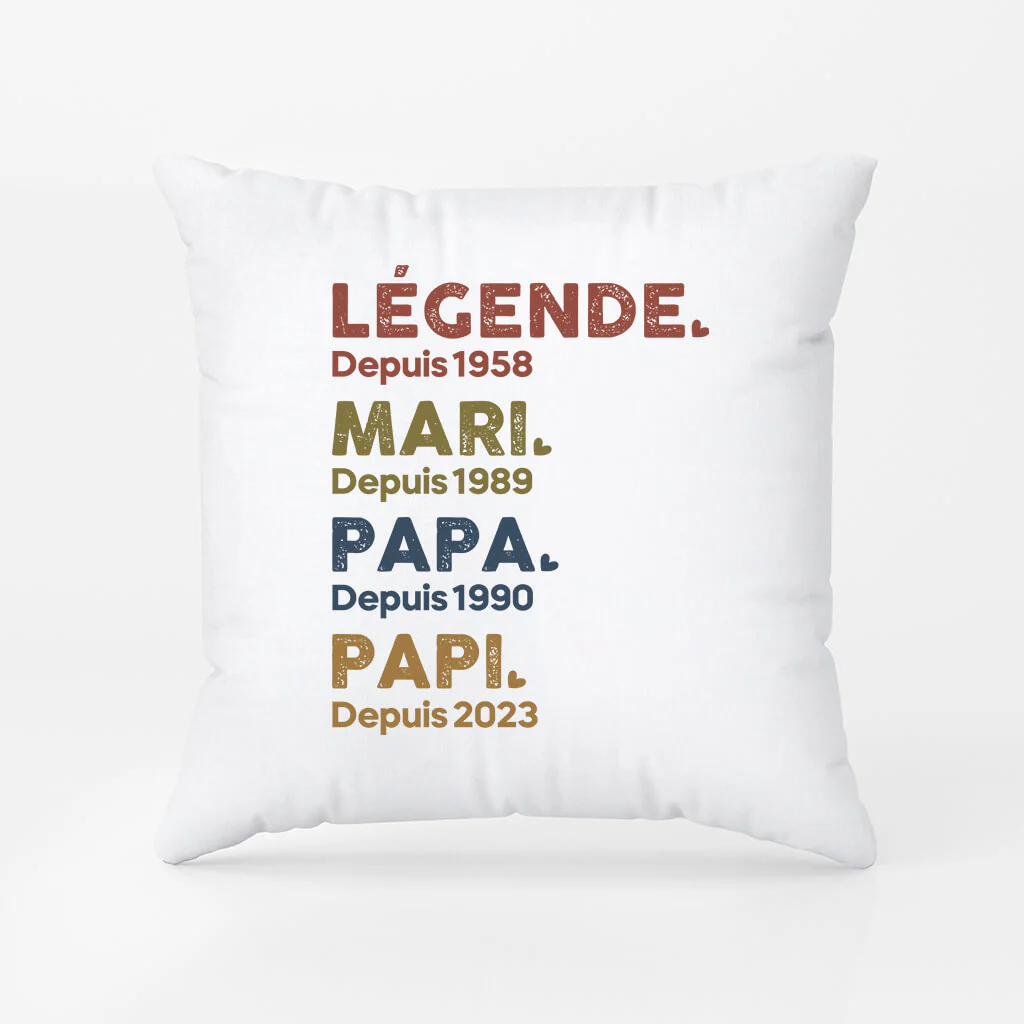 Légende Mari Papa Papy Depuis - Coussin Homme Personnalisé