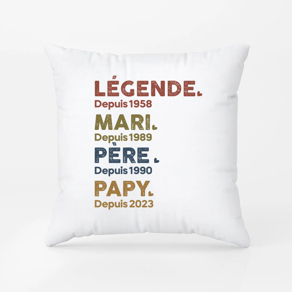 Légende Mari Papa Papy Depuis - Coussin Homme Personnalisé - Image 2